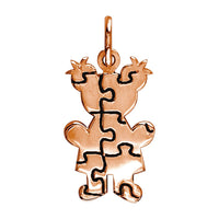Small Autism Awareness Puzzle Girl Charm in 18K Pink Gold