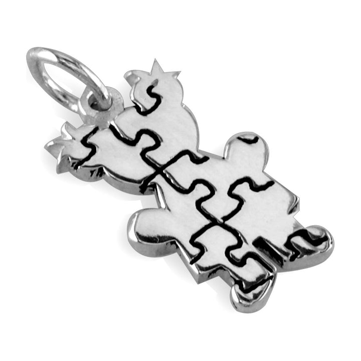 Small Autism Awareness Puzzle Girl Charm in Sterling Silver