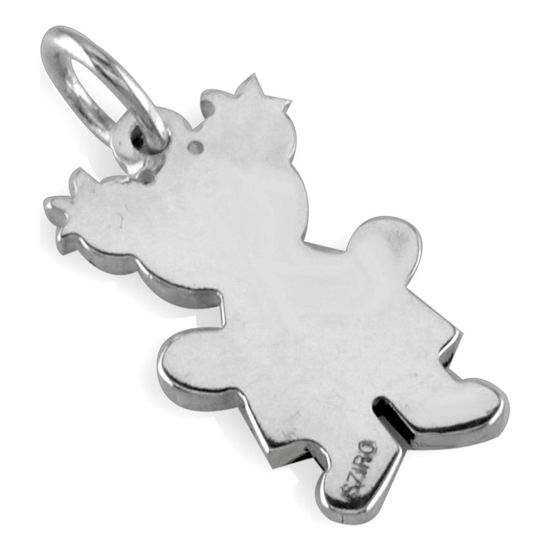 Small Autism Awareness Puzzle Girl Charm in 14K White Gold