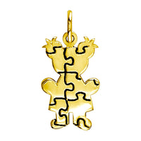 Small Autism Awareness Puzzle Girl Charm in 18K Yellow Gold
