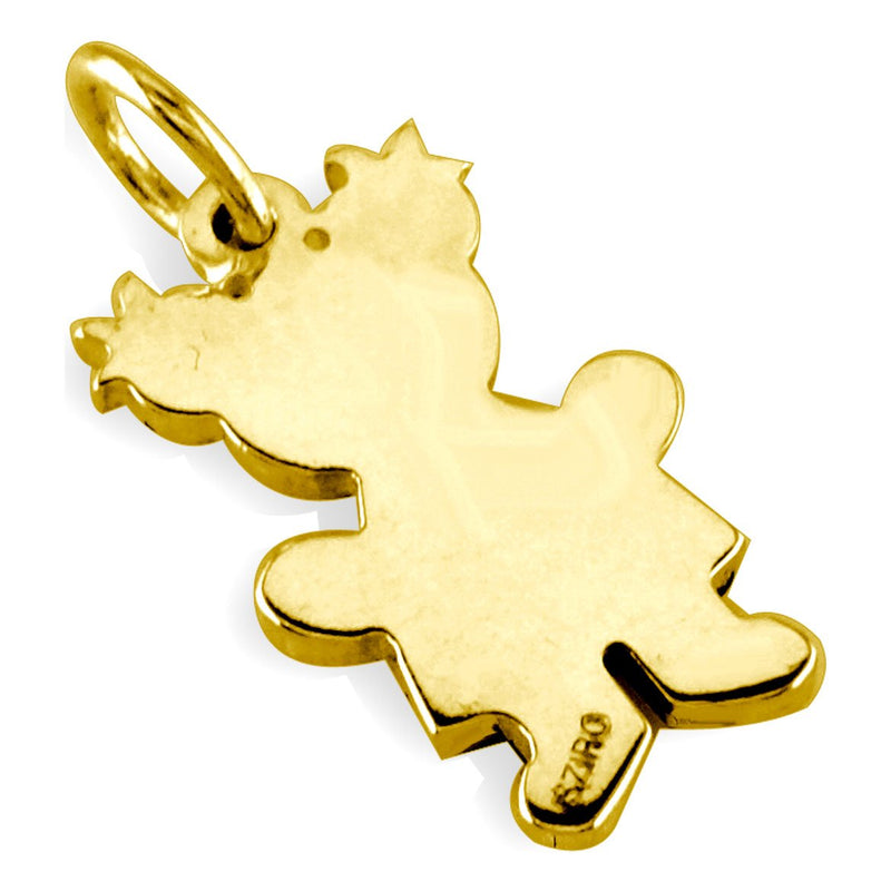 Small Autism Awareness Puzzle Girl Charm in 14K Yellow Gold