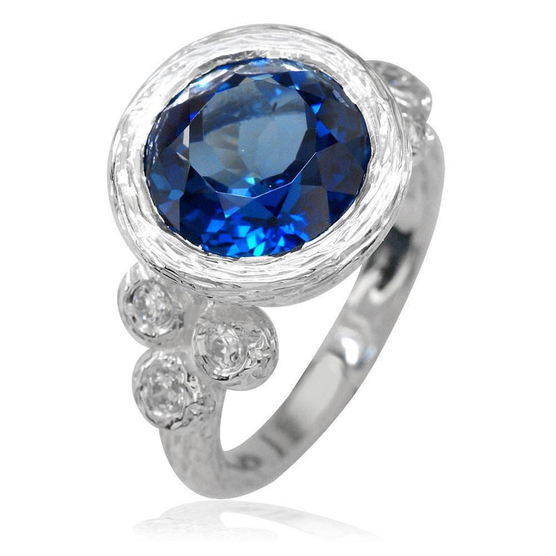 Natures Glory Blue Topaz and Cubic Zirconia Sterling Silver Ring