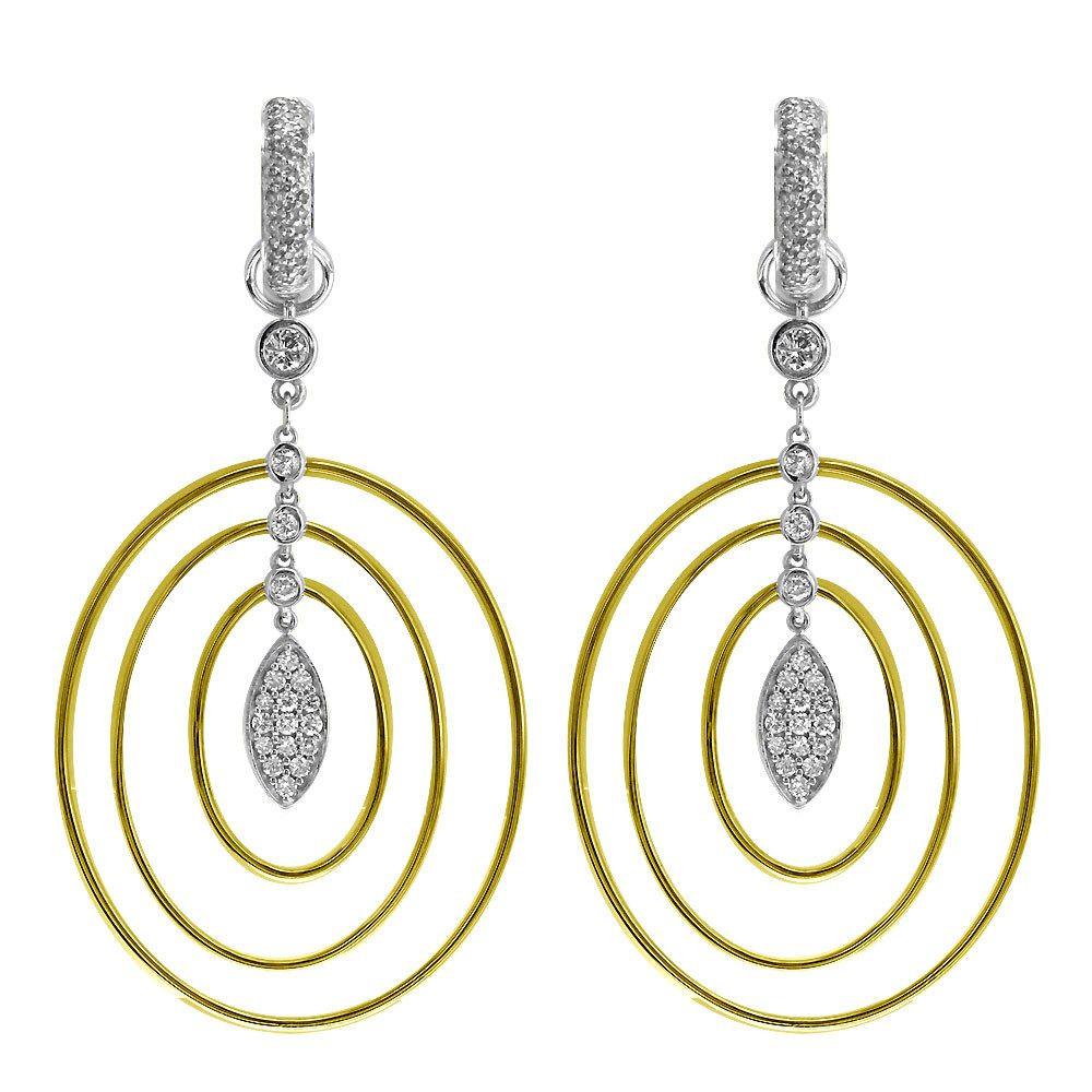 Large Diamond Earring Jackets in 14K Yellow and White Gold