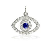 Sziro Sparkles Sapphire and Diamond Evil Eye Charm in 14K White, Yellow, Or Pink (Rose) Gold