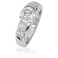 Alina Ladies Band in Sterling Silver with Cubic Zirconias