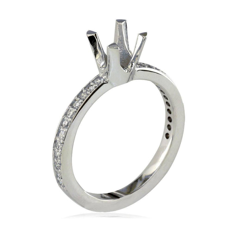 Round Diamond Engagement Ring Setting in 14K White Gold, 0.25CT