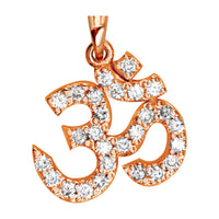 Sziro Sparkles Diamond Yoga Ohm, Om, Aum Charm in 14K Pink Gold