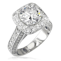 Diamond Engagement Ring with Soft Square Diamond Halo E/W-Z4575