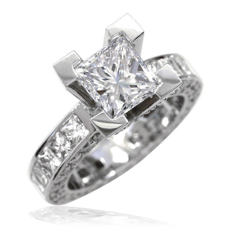 Princess Cut Diamond Engagement Ring and Matching Diamond Wedding Band E/W-Z4578