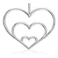 Large Sterling Silver Triple Heart Pendant