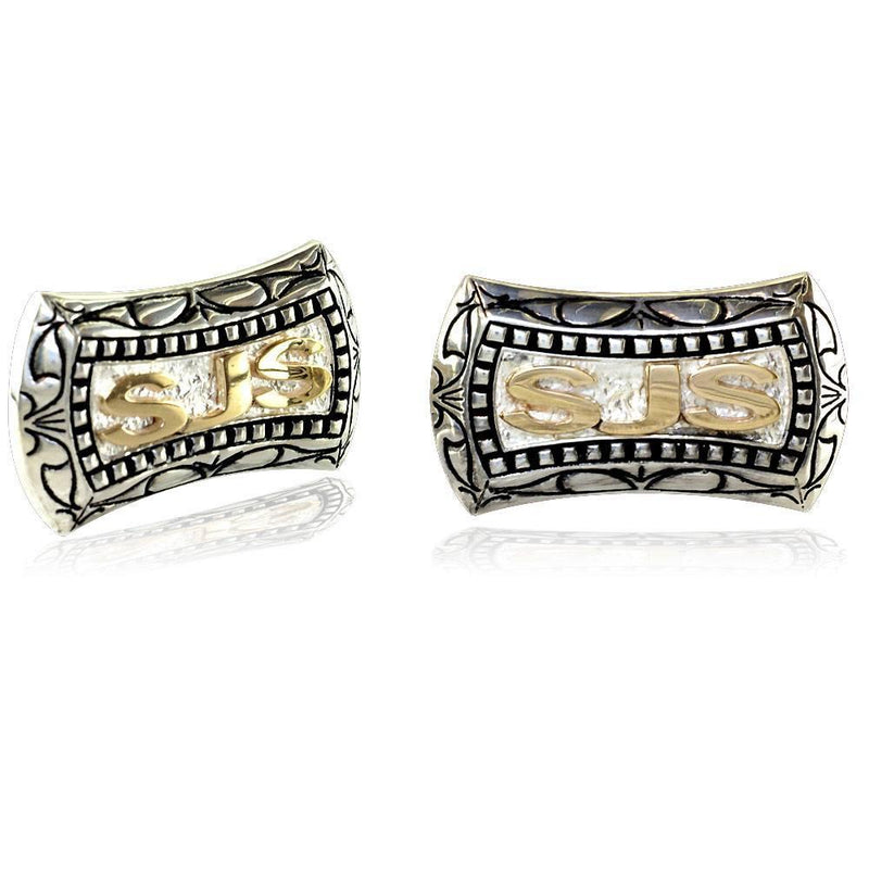Mens Large Sterling Silver and 14K Yellow Gold Cufflinks