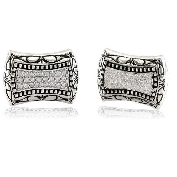 Mens Large Cubic Zirconia Cufflinks in Sterling Silver