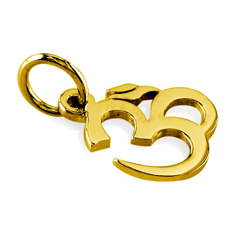 Small Classic Yoga Ohm, Om, Aum Charm in 14k Yellow Gold