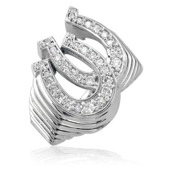Cubic Zirconia Double Horseshoe Ring in Sterling Silver