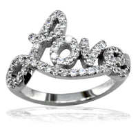 Cubic Zirconia Love Ring in Sterling Silver, 0.56CT