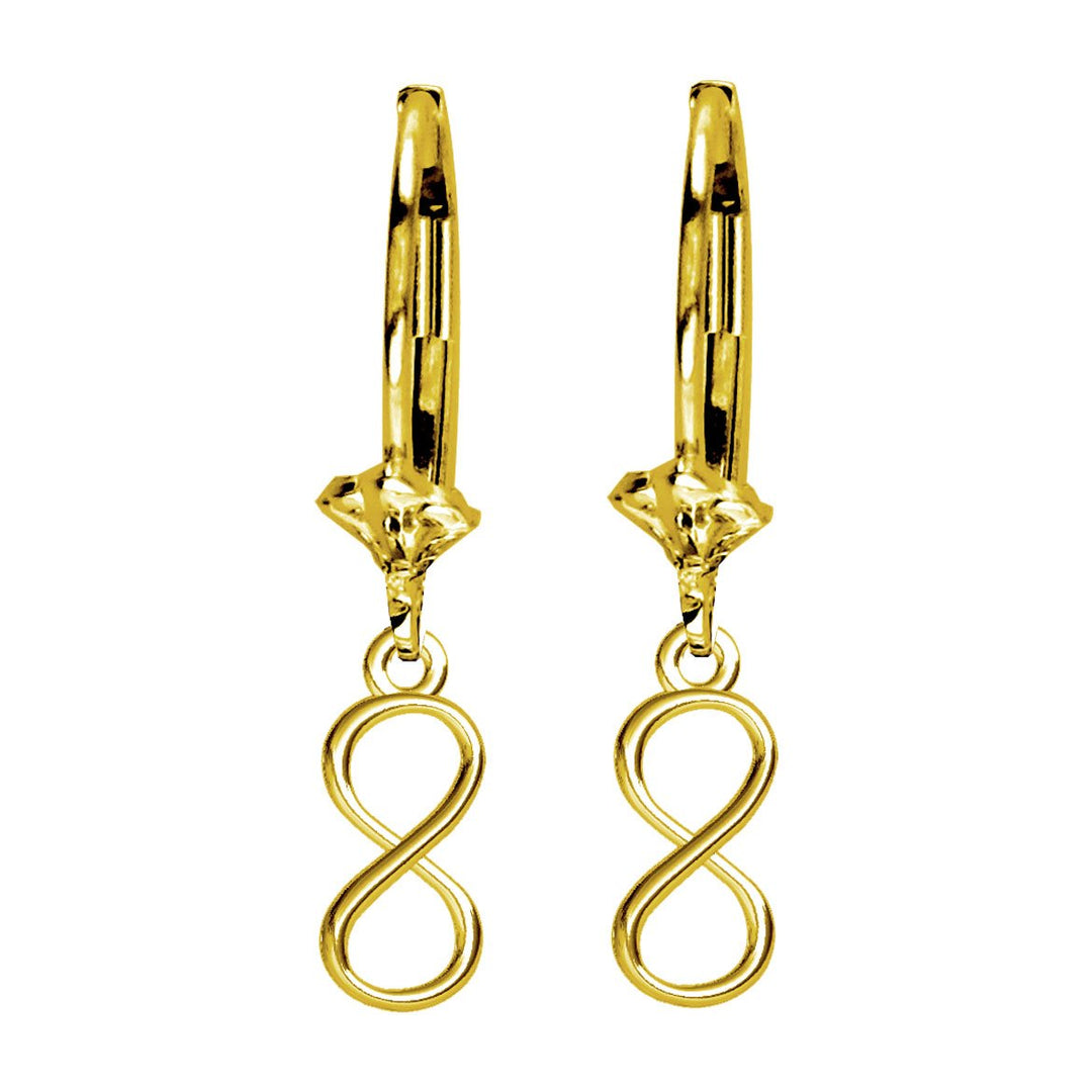Mini Infinity Symbol Earrings,4mm in 14K yellow gold