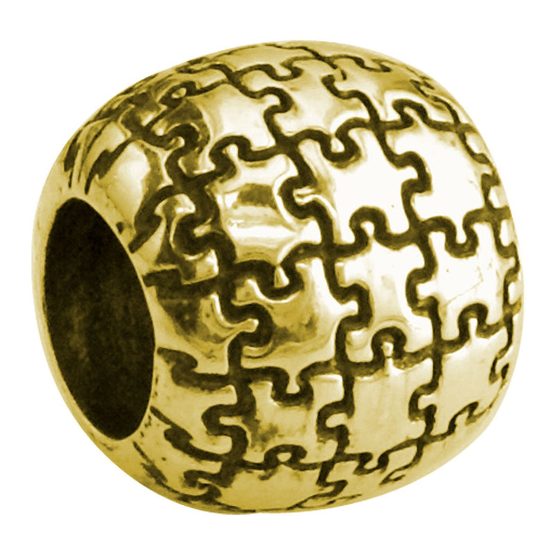 Autism Awareness Puzzle Piece Charm Bracelet Bead in 14K Yellow gold