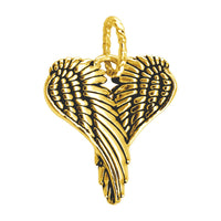 Large Angel Heart Wings with Black, Wings Of Love, 21mm in 14k Yellow Gold