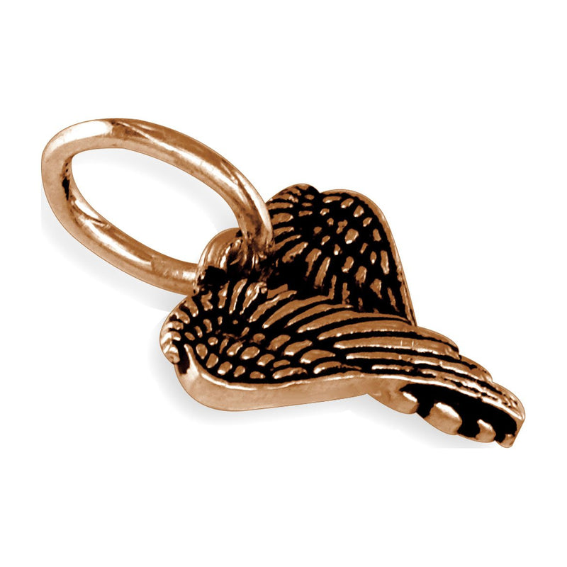 Mini Angel Heart Wings with Black, Wings Of Love,12mm in 14k Pink Gold