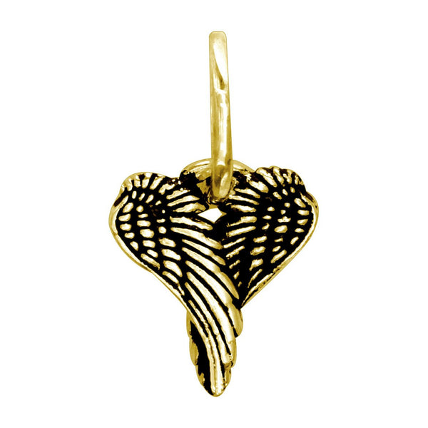 Mini Angel Heart Wings with Black, Wings Of Love,12mm in 14k Yellow Gold