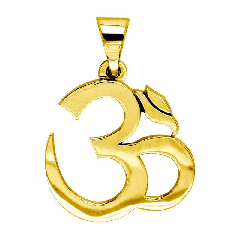 Extra Large Classic Yoga Ohm, Om, Aum Charm in 14k Yellow Gold