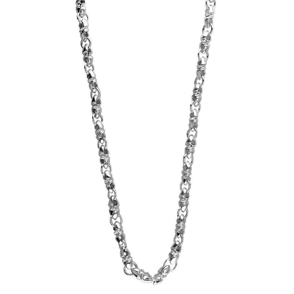 Mens Or Ladies Mini Size Link Twisted Bullet Sterling Silver Chain, 22"