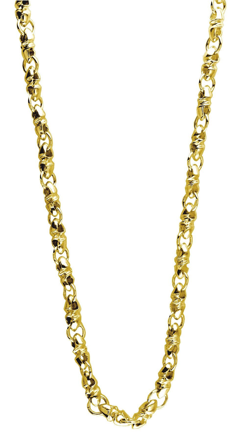 Mens Or Ladies Mini Size Link Twisted Bullet 14K Yellow Gold Chain, 22"