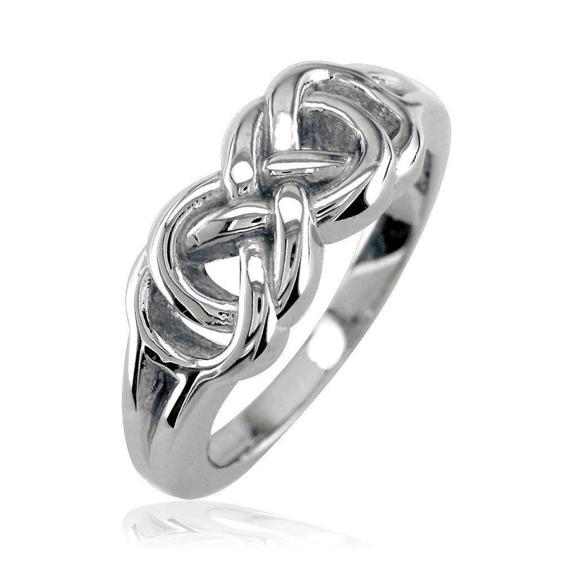 Thick and Heavy Double Infinity Ring, 7.5mm Wide in 14k White Gold