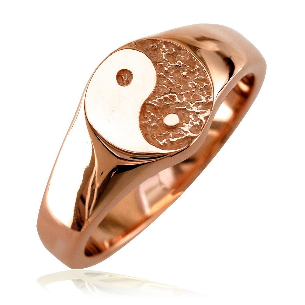 Solid Yin Yang Ring in 14k Pink, Rose Gold