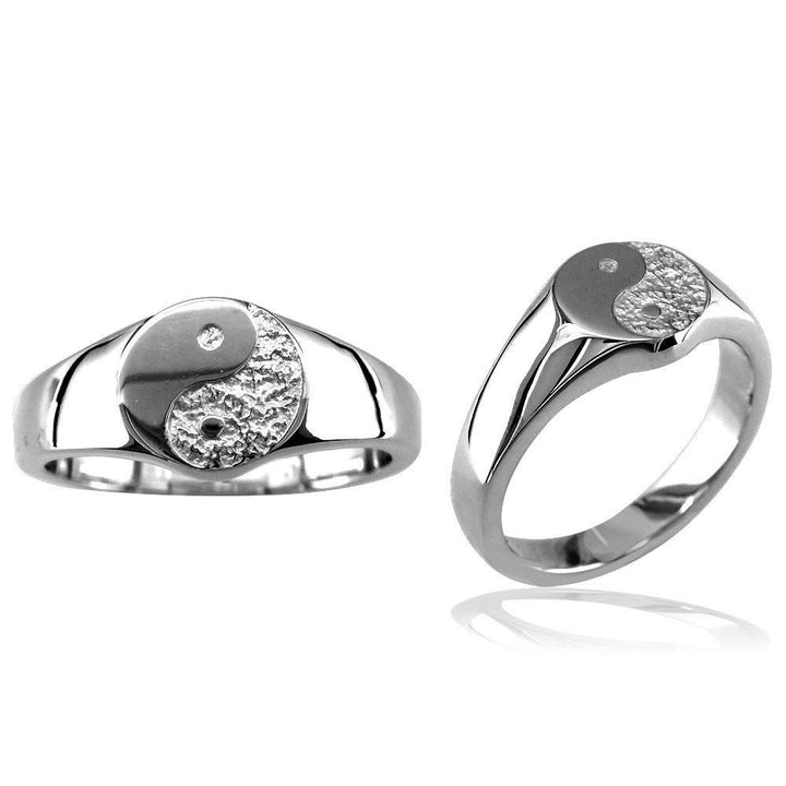 Solid Yin Yang Ring in 14k White Gold