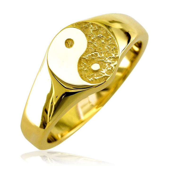Solid Yin Yang Ring in 14k Yellow Gold