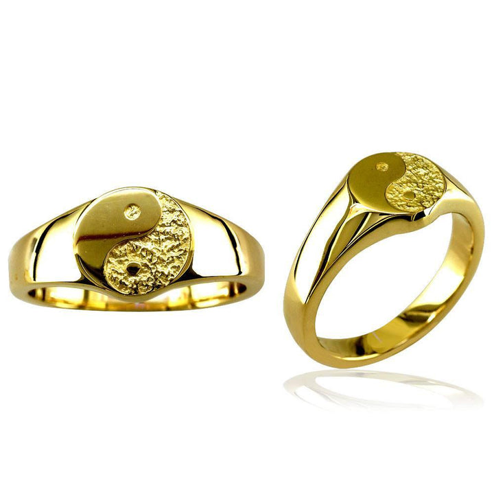 Solid Yin Yang Ring in 14k Yellow Gold