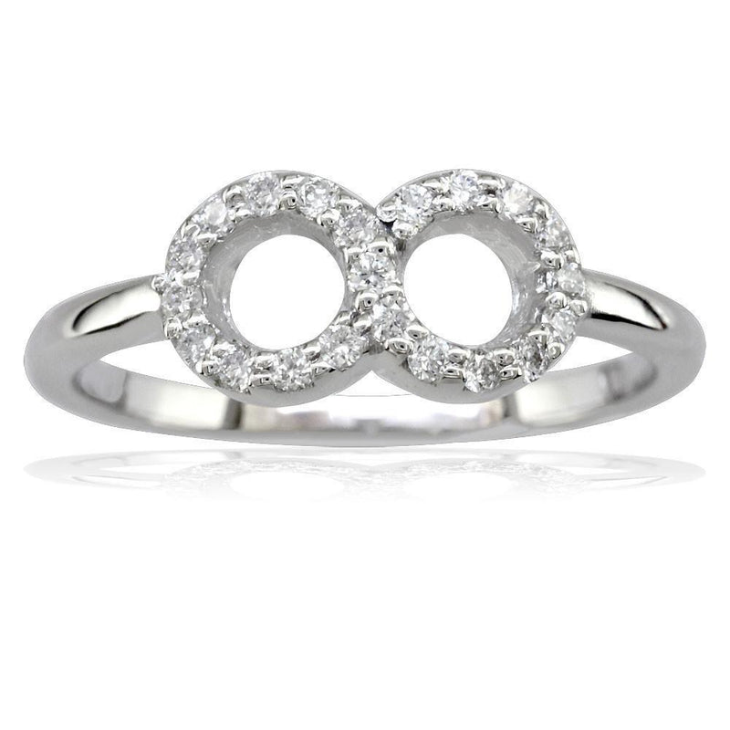 Petite Circular Diamond Infinity Ring, 6mm Wide in Sterling Silver