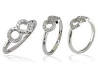Petite Circular Diamond Infinity Ring, 6mm Wide in Sterling Silver