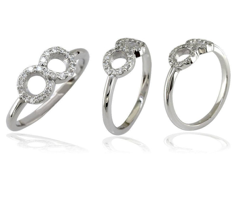 Petite Circular Diamond Infinity Ring, 6mm Wide in Sterling Silver