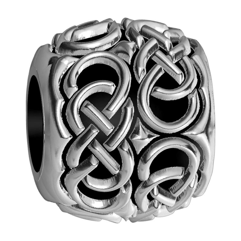 Repeating Double Infinity Symbol Charm Bracelet Bead in Sterling Silver