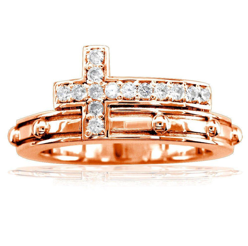 Diamond Rosary Ring in 14K Pink Gold