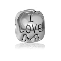 I Love Mommy Charm Bracelet Bead, Embossed in Sterling Silver