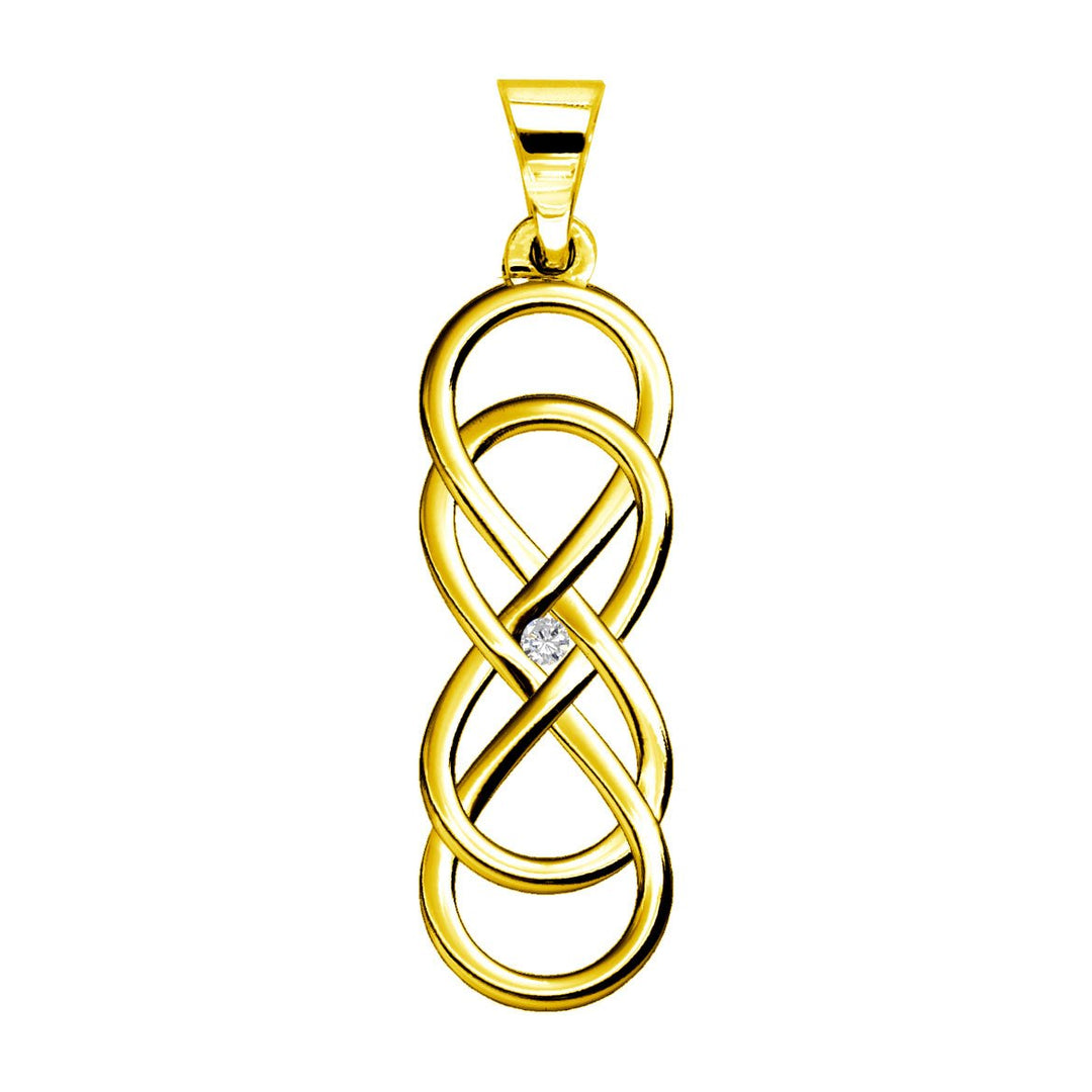Large Diamond Double Infinity Symbol Charm, .05 CT, Best Friends Forever Charm, Sisters Charm, 10mm x 30mm in 18K yellow gold