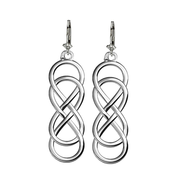 Large Double Infinity Symbol Earrings, Best Friends Forever Earrings, Sisters Earrings, 10mm x 30mm in Sterling Silver