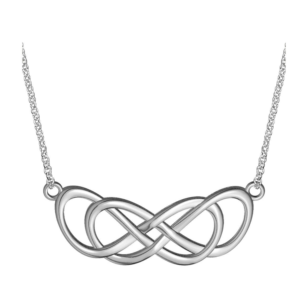 Extra Large Curved Double Infinity Symbol Charm and Chain, Lovers Charm, Eternal and Infinite Love Charm, 1.5 inches, 18 inches total in Sterling Silver