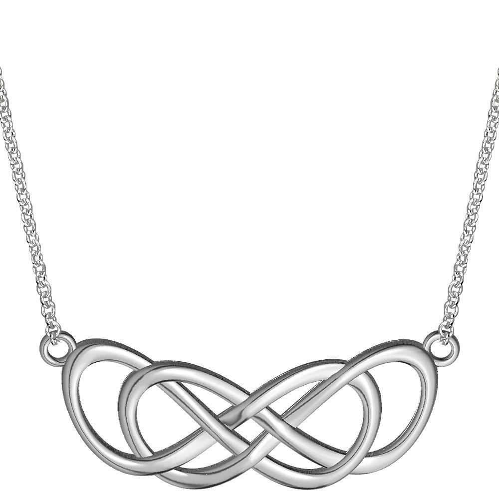 Extra Large Curved Double Infinity Horizontal Necklace in Sterling Silver