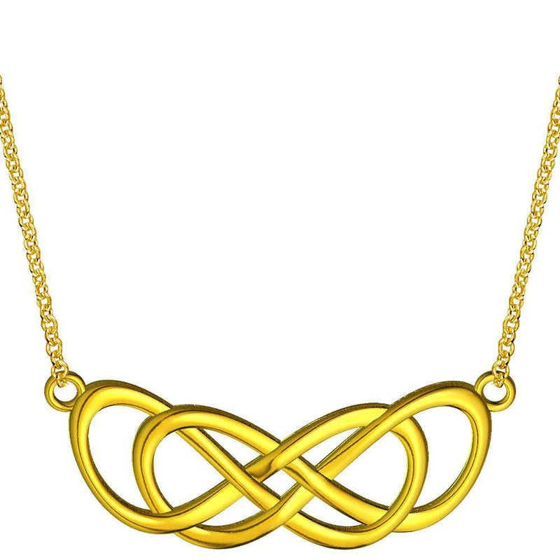 Extra Large Curved Double Infinity Horizontal Necklace in 14K Yellow Gold
