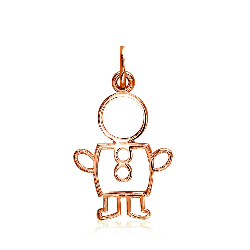 Small Cookie Cutter Boy Charm for Mom, Grandma in 18k Pink Gold