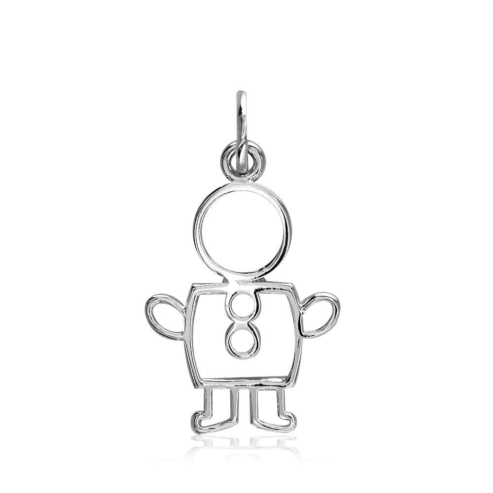 Small Cookie Cutter Boy Charm for Mom, Grandma in Sterling Silver