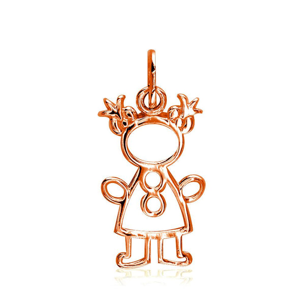 Small Cookie Cutter Girl Charm for Mom, Grandma in 14k Pink Gold