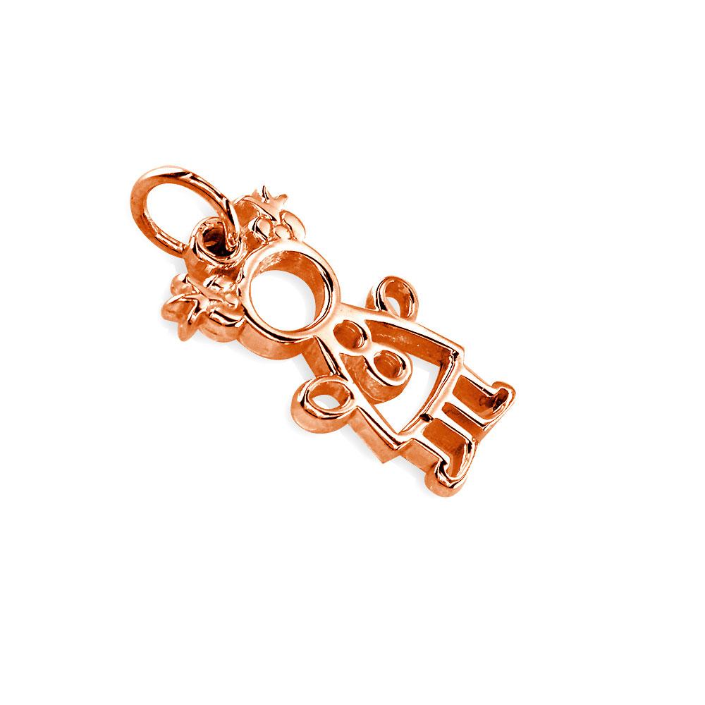 Small Cookie Cutter Girl Charm for Mom, Grandma in 18k Pink Gold