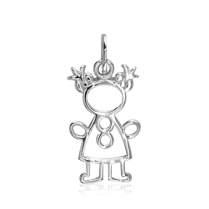 Small Cookie Cutter Girl Charm for Mom, Grandma in 18k White Gold