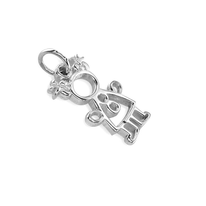 Small Cookie Cutter Girl Charm for Mom, Grandma in 14k White Gold