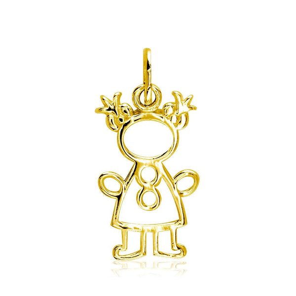 Small Cookie Cutter Girl Charm for Mom, Grandma in 14k Yellow Gold